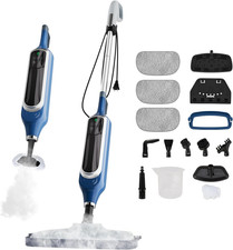 12-in-1 Steam Mop & Handheld Cleaner for Home, 23FT Cord, Blue