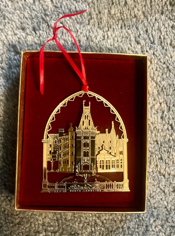 Biltmore Estate 24 kt gold finish Christmas ornament with box and paper insert