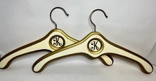 2 Vintage Hollywood Regency Wood Clothes Hangers Gold Macys Asso. Yugoslavia