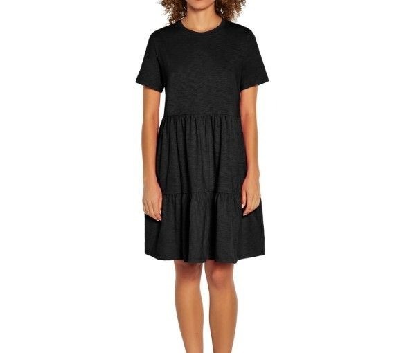 Gap Women's Dress XL Short Sleeve Cotton Tiered Dress Black Size XL