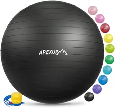 APEXUP Yoga & Pilates Ball - Anti Slip L (23"~26") 65cm, Black 