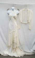 Vintage French Lace Halter Wedding Dress Size 4