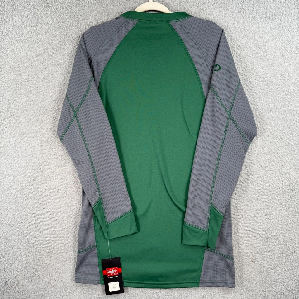 Camisa de beisebol masculina Rawlings pequena verde cinza manga térmica manga longa NOVA! - Imagem 2 de 4