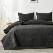King Quilt Bedding Set,Ultrasonic King/Cal King King /Cal King 110"x96" Black