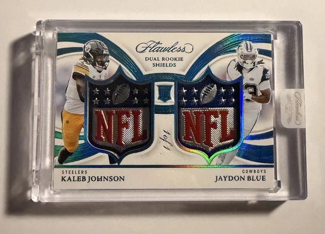 2025 Flawless Dual Rookie Shields 1/1 Kaleb Johnson Jaydon Blue Steelers Cowboys