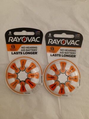 RAYOVAC Size 13 Hearing Aid Batteries Pack/16  USA LASTS LONGER Expires 04/2025