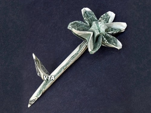 Dollar Origami FLOWER Made with REAL MONEY Handmade Cash Art Plant Gift Idea - Picture 4 of 17