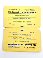 Knights of Columbus Trophy Game Ticket Mt. Carmel Illinois Oct. 28, 1963 Vintage