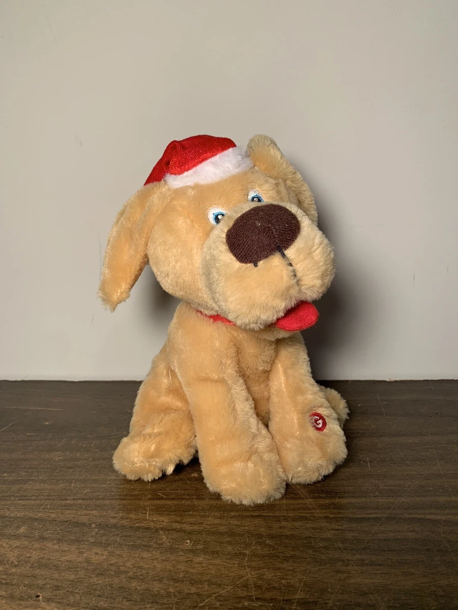 Deck The Halls Gemmy Singing Animated Plush Stuffed Dog Santa Hat