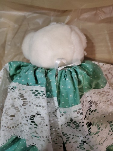 Orsetto di peluche bianco 11" vintage con vestito verde - Foto 8 di 10