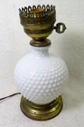 Vintage Hobnail Milk Glass Hurricane Lamp Base Needs Repair