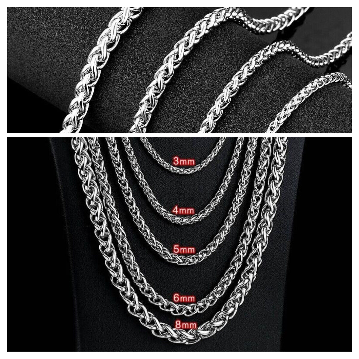 New Men Basic Punk Stainless Steel Wheat Single Link Necklace Women Accessories