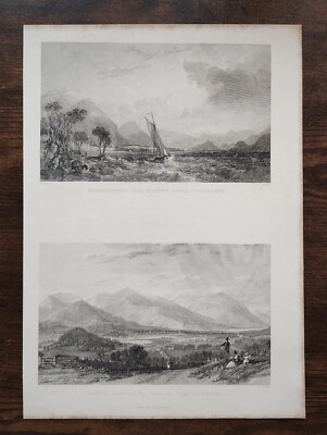 Bassenthwaite Lake & Keswick / Derwent - Antique Print - 1835