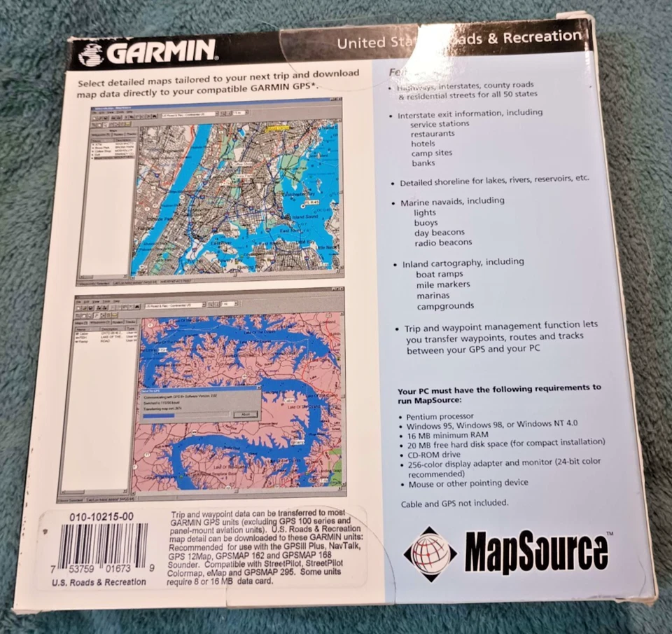 Garmin Roads and Recreation 2000 美国 CD-ROM (Windows) 带 Waypoint 全新/密封 — 第 2/2 张图片