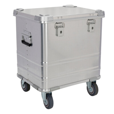 19 inch Silver Aluminum Rolling Box Professional Camping Case with 4 inch Wheels