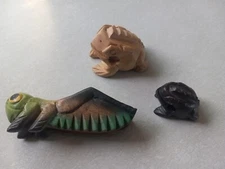 Wood Frogs & Cricket Guiro Rasp Percussion Instrument Tone Block Wood Carved Lot