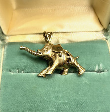 9ct Yellow Gold Dumbo Pendant | Jointed Movable Heavy 9k Dumbo Elephant Pendant