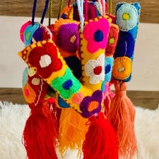 Handmade Mexican Felt Alphabet Letter Pom Pom Ornaments Letras Decorativas