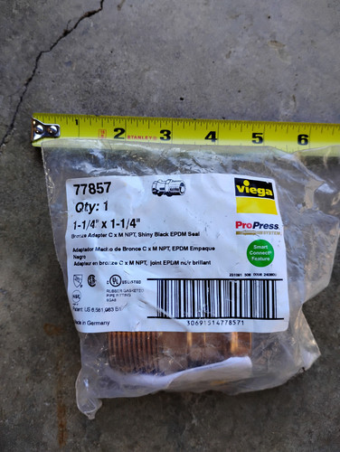 Viega ProPress Bronze Adaptor 77857 1-1/4” X 1-1/4” C X M NPT
