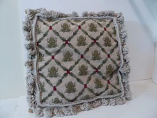 C & F Enterprises 18” Frog Ladybug Hand Made Needlepoint Pillow Tassels NWT  (S3