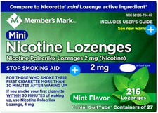 Member  s Mark Nicotine Mini Lozenge, Mint, 2mg 216 ct