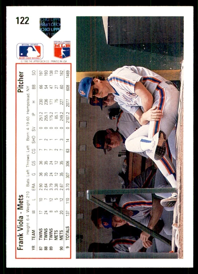 1991 Upper Deck Frank Viola Baseball Cards #122 - Image 2 of 2