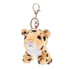 1PC Plush Leopard Keychain Cute Stuffed Animal Keyring Charm Handbag Pendant