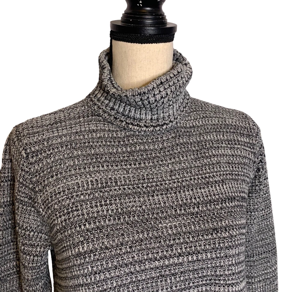Eight Eight Eight Sweater Womens Large Turtleneck Ribbed Cowl Neck Black White - Image 2 of 4