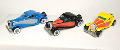Hot Wheels loose 37 Bugatti yellow black blue lot of 3