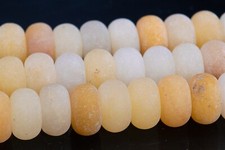 10x6MM Natural Matte Yellow Jade Beads Grade AAA Rondelle Gemstone Loose Beads