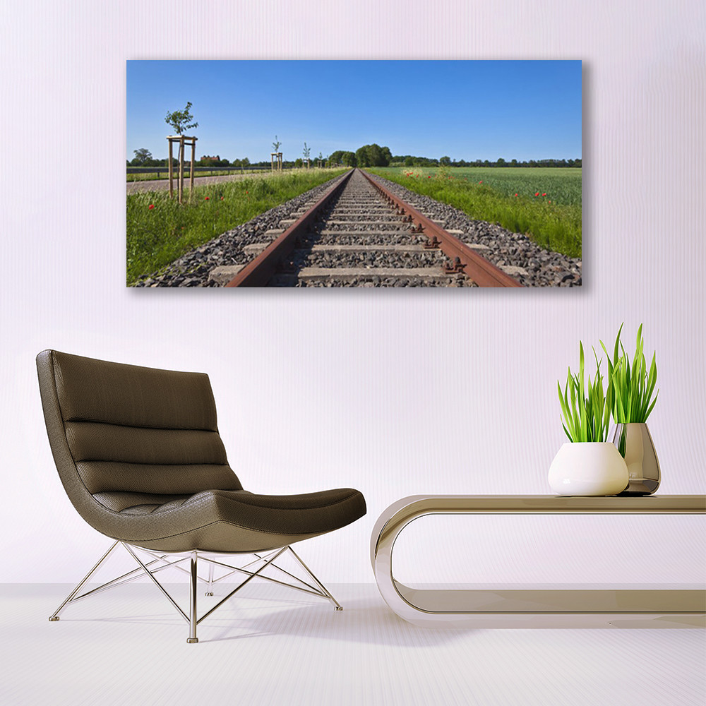 Tableau impression image sur Plexiglas 140x70 architecture rails perspective deco