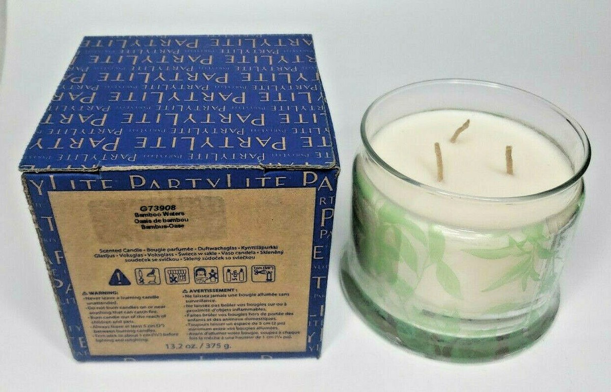 PartyLite 3-Wick Jar Candle with Lid New In Box Bamboo Waters P1G/G73908