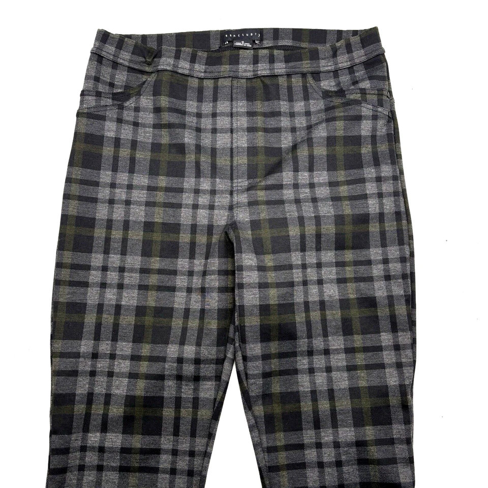 Sanctuary Anthropologie Black Grey Plaid Mid Rise Stretch Legging Pants M 27x28" - Image 3 of 4
