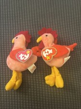 TY TEENIE BEANIE BABIES STRUT THE ROOSTER LOT OF 2 WITH TAGS RETIRED 1993