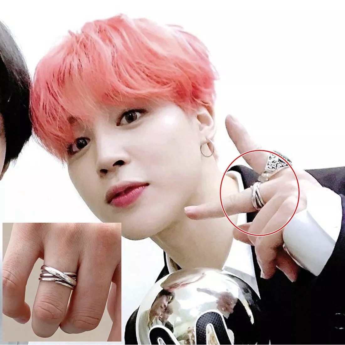 BTS BANGTAN BOYS ARMY Jimin Park 925 silver rings wave bold open dynamite  rings