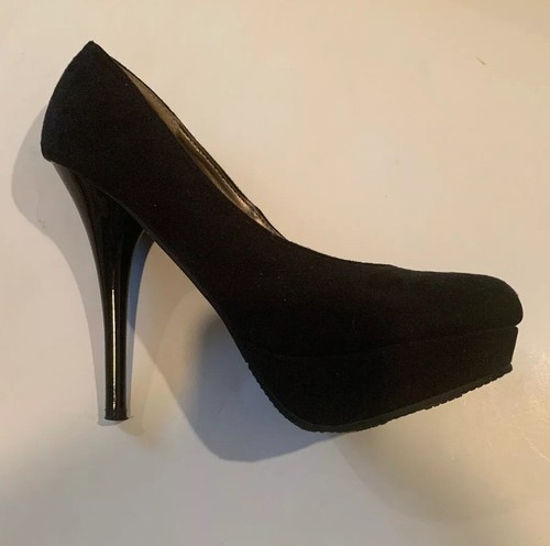 Mossimo Black Suede Pumps Women's 6.5 Platform 4"Heels Mary Jane Block Round Toe - Picture 5 of 11