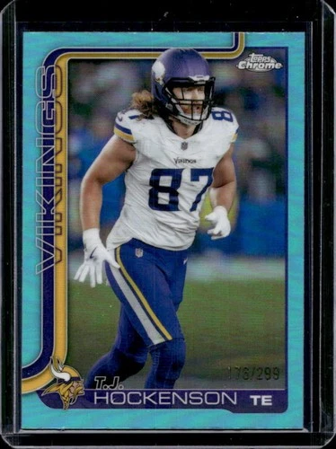 2025 Topps Chrome T.J. Hockenson Teal Refractor #/299 Vikings