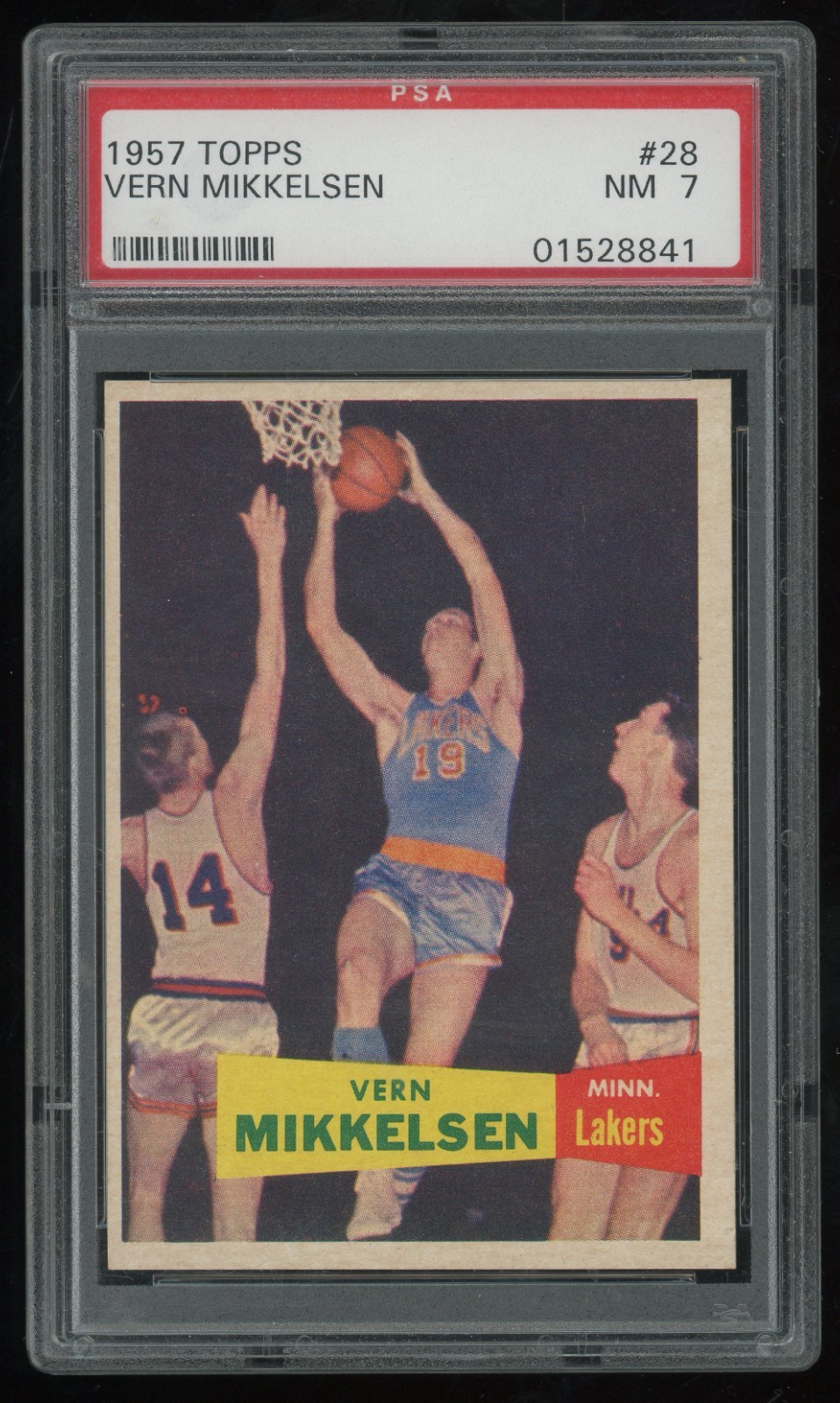 1957-58 Topps Vern Mikkelsen Rookie #28 PSA 7 - Minneapolis Lakers - HOF RC