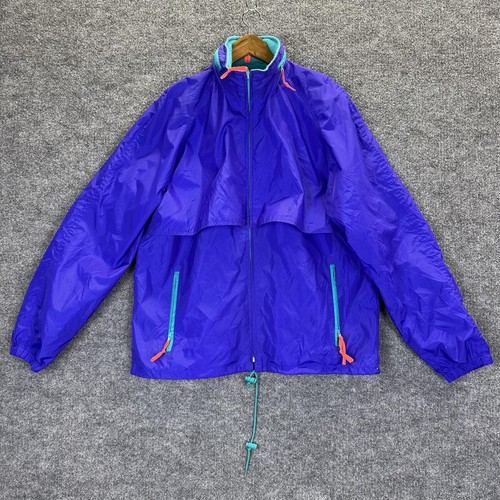 Vintage Woolrich Jacket Mens Medium Purple 4121 Blueberry Hooded Windbreaker 90s