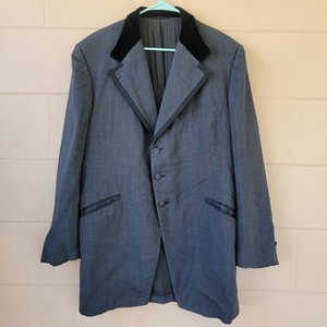 Vintage 70s Lord West Prince Edward Jacket Men 46 L Gray Tuxedo Velvet Lapel