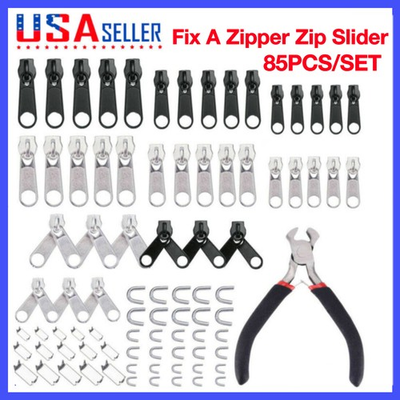 #ad 85Pcs Fix A Zipper Removable Zip Slider Rescue Instant Repair Kit Replacement US $10.59