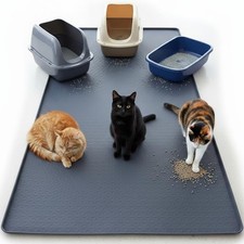 Cat Litter Mat 51" x 25.6" XL Silicone Non-Slip with Raised Edges - Easy