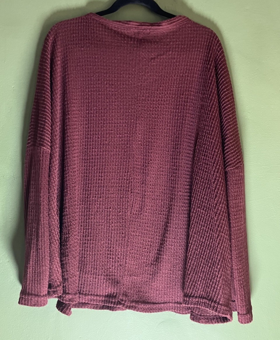 Justify Plus Size 2X LS Button Down Waffle Knit V… - image 4