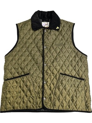 John Partridge Quilted Gilet Olive Black Cord Collar - XL