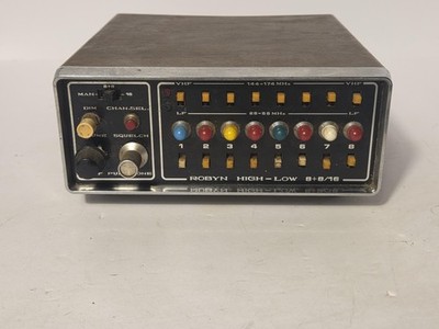 Vintage Robyn High-Low 8+8/16 Desktop VHF Monitor Receiver Brown 16 Ch Analog