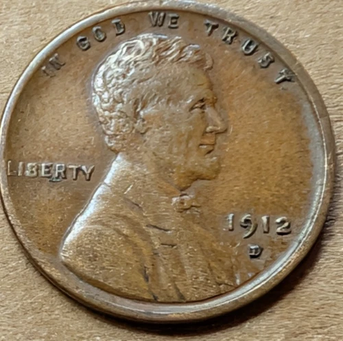 1912-D Lincoln Cent Wheat Penny, AU details Tougher Date