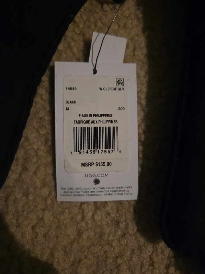 Guantes perforados para mujer Ugg medianos negros nuevos con etiquetas  Foto 4 de 4