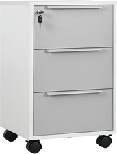 3-Drawer Lockable Filing Cabinet, File Cabinet on Wheels, Mobile Office Storage