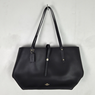 極美品✨ COACH トートバッグ ブラック レザー F31474 Coach Market Tote Bag #58849 Polished Black Pebble Leather | eBay