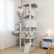84" Beige Cat Tree Tower with Large Condo Sisal Scratching Post